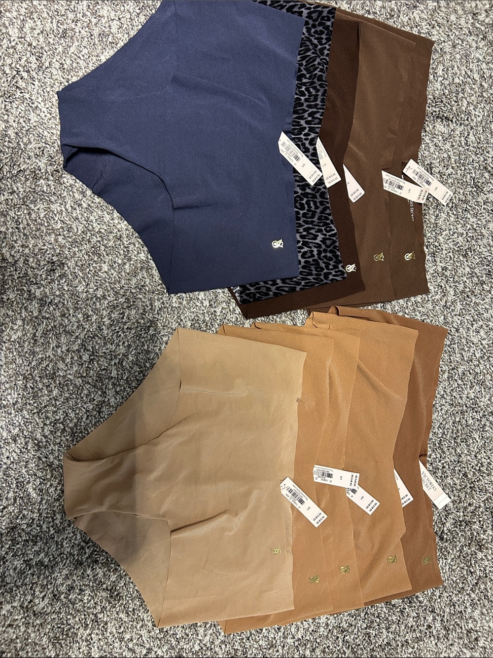 Victoria's Secret Seamless High-Waist Panties in Navy, Brown & Taupe